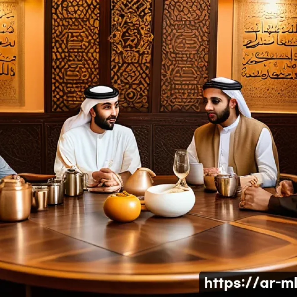 언어적 편향과 비판적 사고 - A diverse group of Middle Eastern adults engaged in a respectful, thoughtful discussion around a tra...
