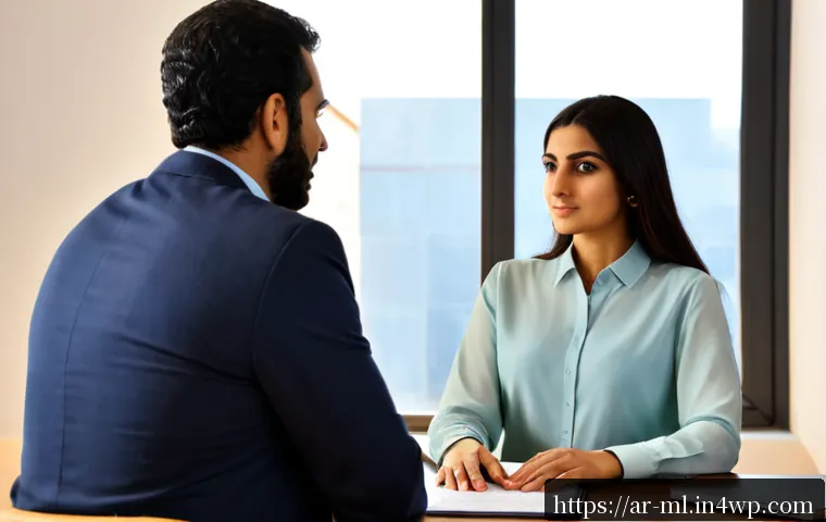 언어적 편향과 성별 - Photorealistic editorial scene about gender bias in language: an Arab woman and an Arab man of equal...